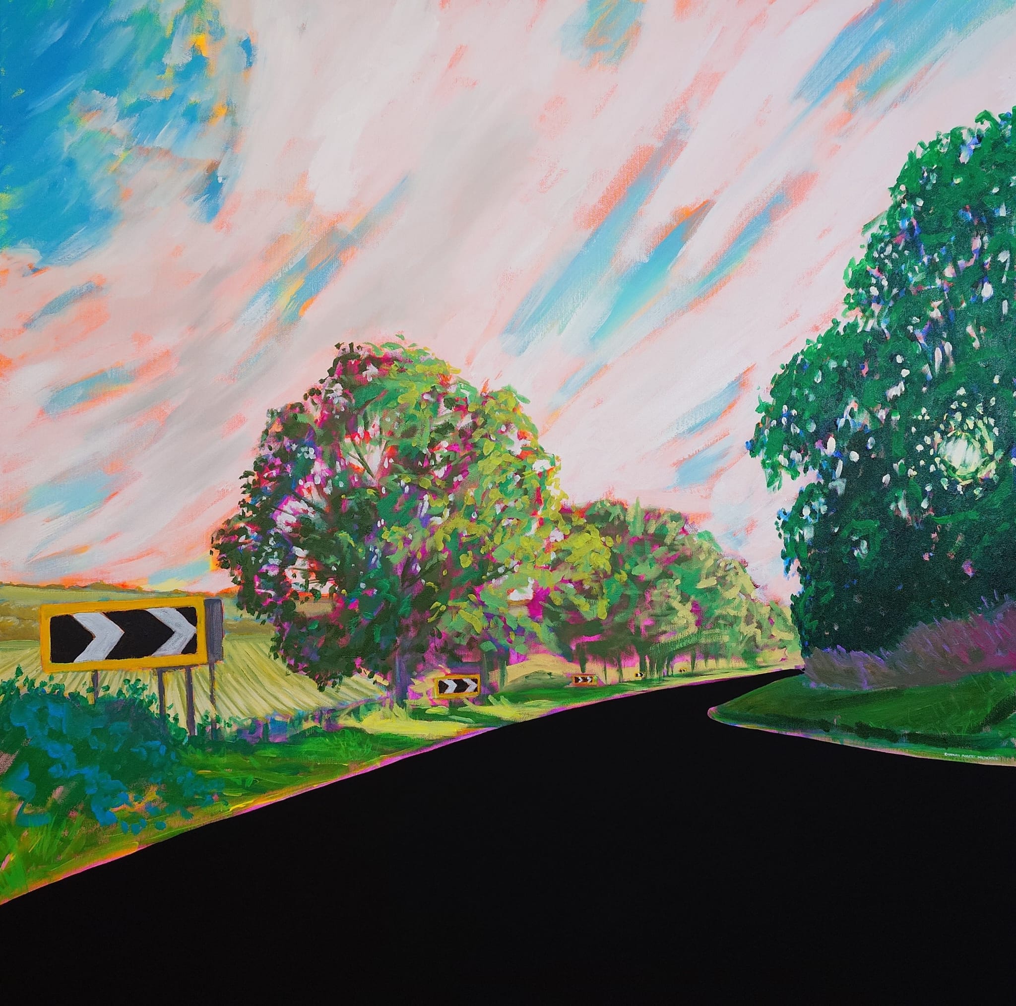 A2037 (Near Upper Beeding), 100cm x 100cm, acrylic on canvas, 2025 (England)
