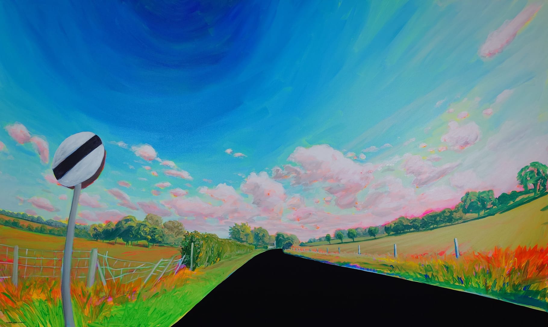 B3046 (Near Chilton Landover), 91cm x 152cm, acrylic on canvas, 2025